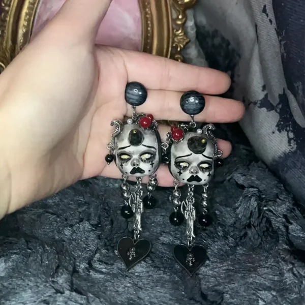 Clay Gothic Earrings Women, S925 Studs, Halloween Witch Earrings 2025, Dark Academia Fashion for Alt Girl - Image 3