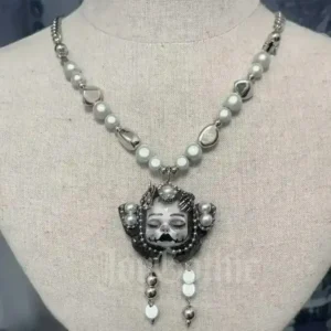 Millennial Aesthetic Gothic Necklace, Handmade Dark Doll Butterfly Necklace for Alt Girls, Nightlife, and Birthday