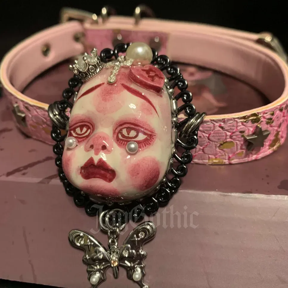 Pink Leather Choker