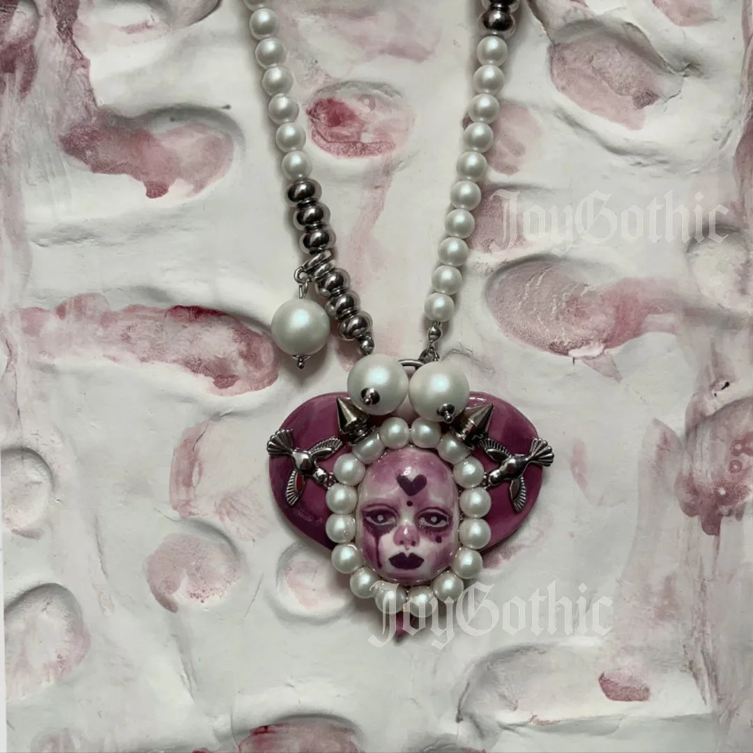 White Pearl Goth Necklace