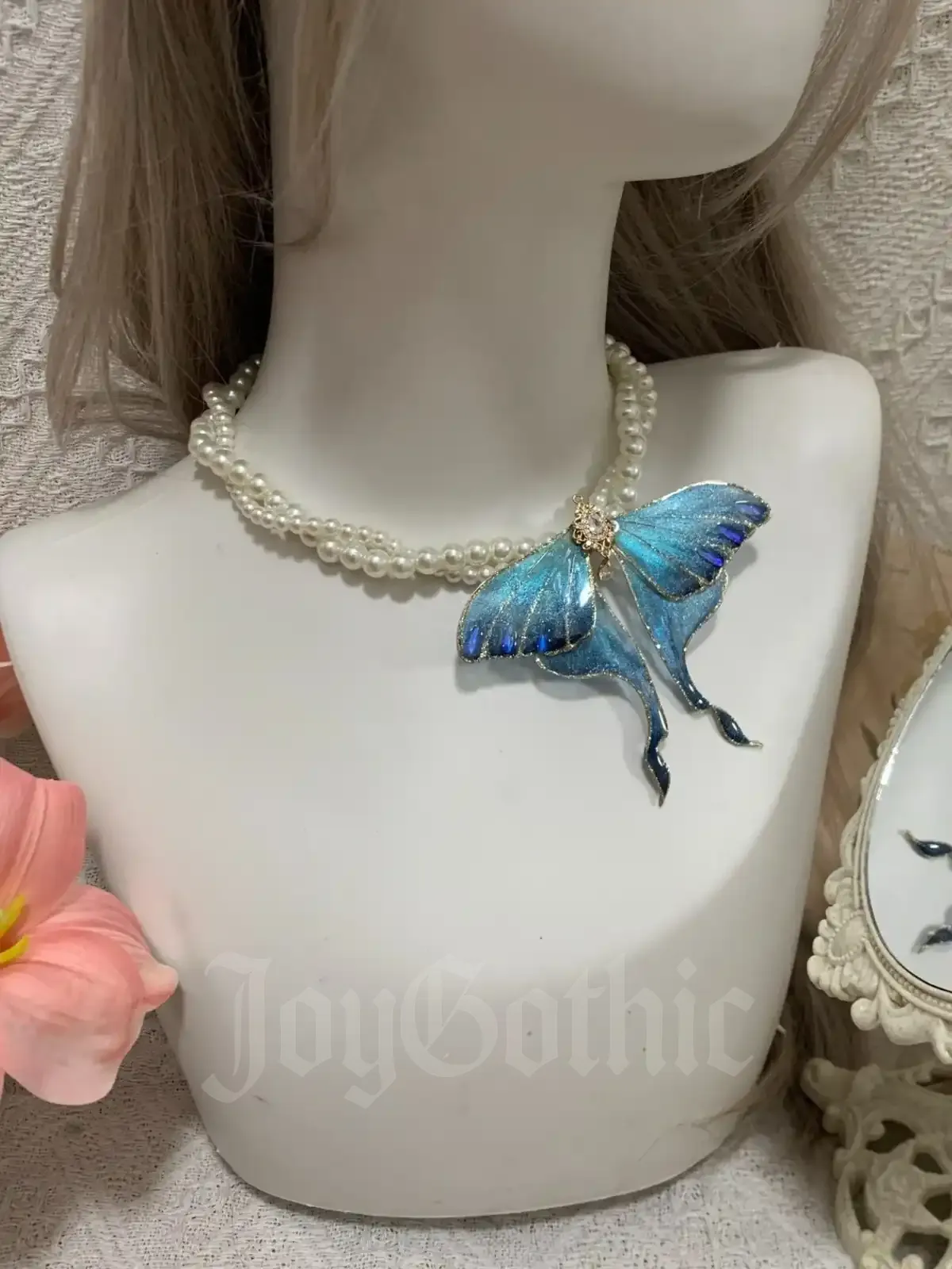 Blue Moth Necklace