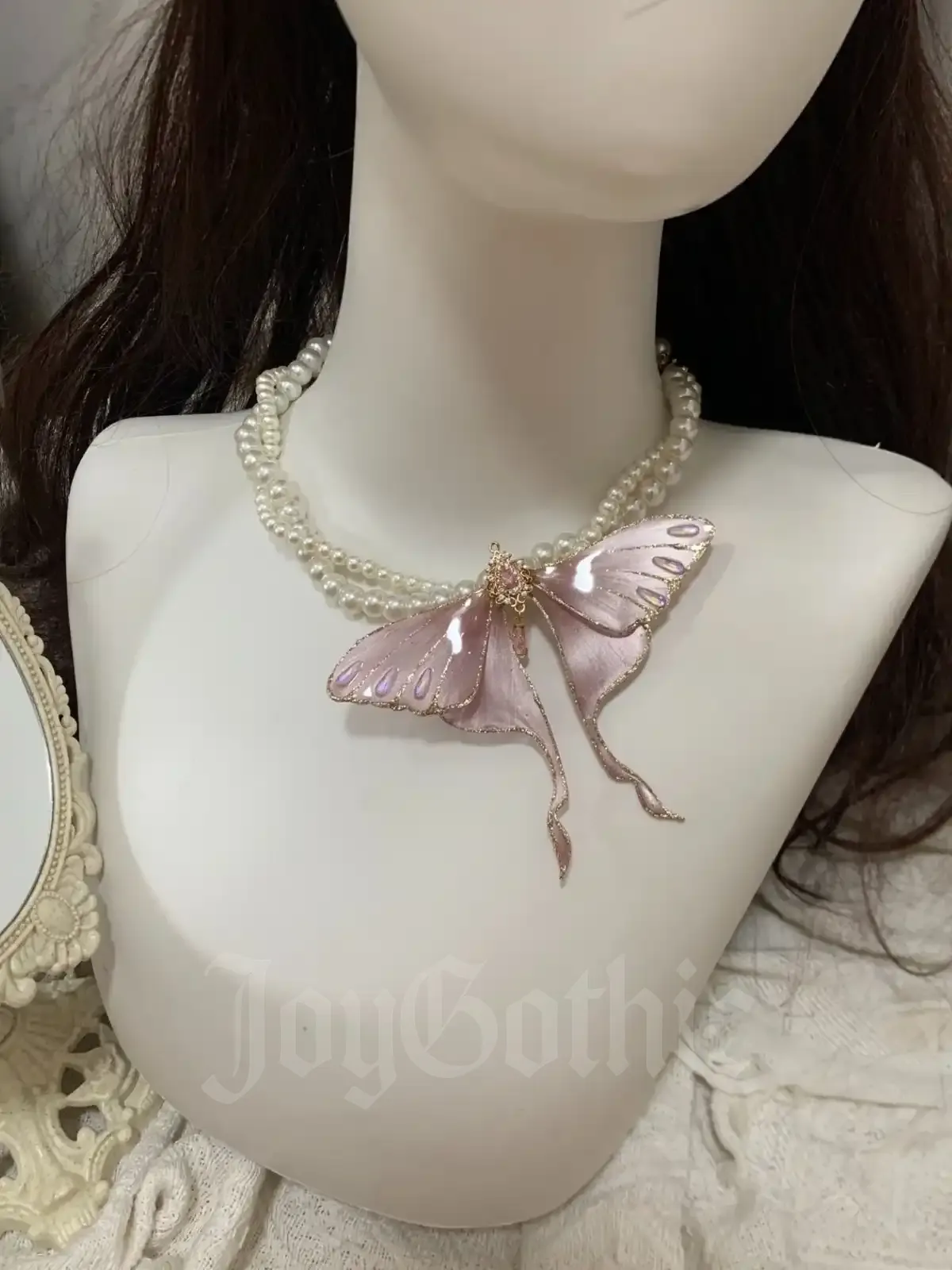 Pink Moth Necklace